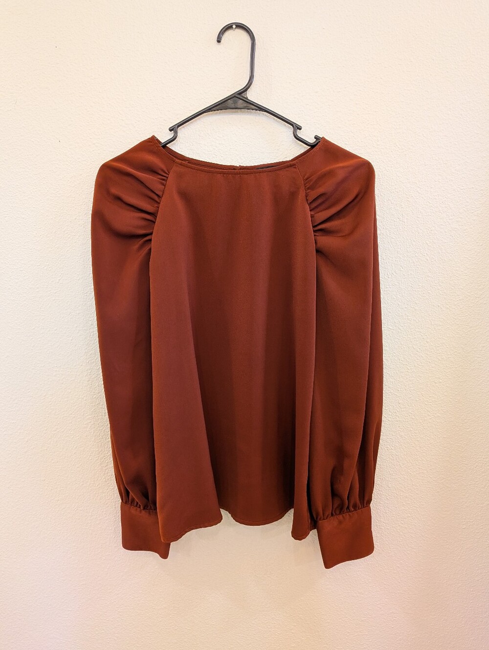 Banana Republic Rust Brown Puff-Shoulder Blouse
